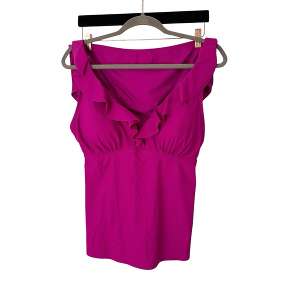 DKNY Women's 2 Piece Ruffled Tankini Swimsuit Bathing Suit Pink Size XXL - Picture 3 of 11